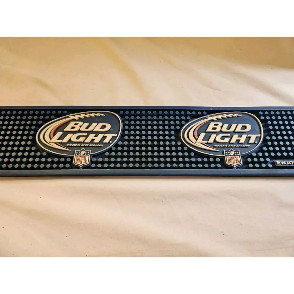 Bud Light NFL Football‎ Beer Rubber Bar Spill Mat for tap Kegerator 24x3.5 Inch